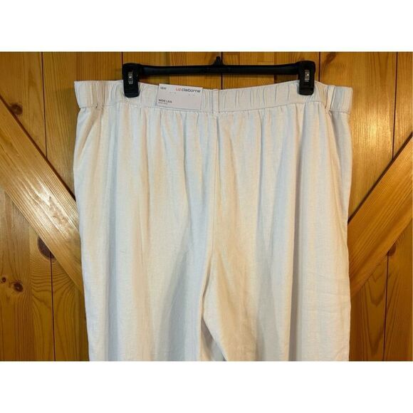 Liz Claiborne Wide Leg White Pants Woman's Size 18 Linen Blend High Rise Lined N - Picture 7 of 10